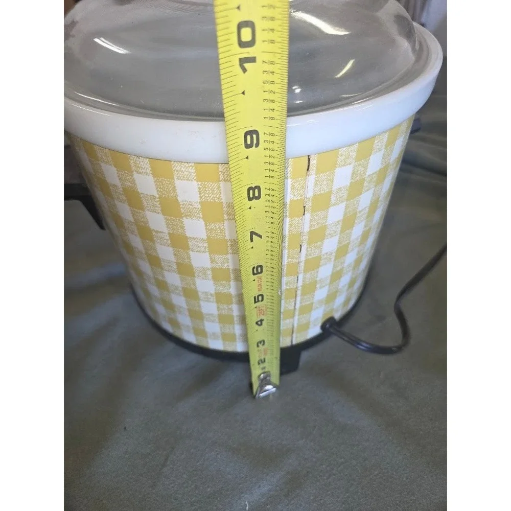 Vintage Sears Simmer-On II Slow Cooker Yellow Gingham Check Crock Pot Retro